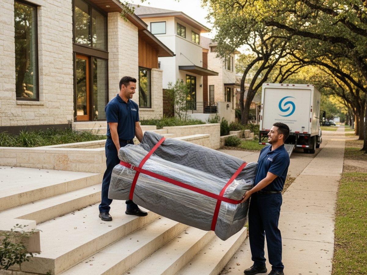 Movers Austin team in front of moving truck